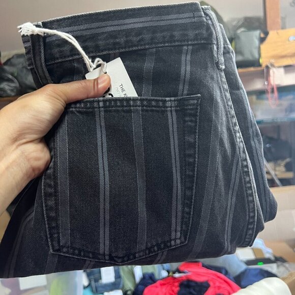 Boyish KIRBY Womens Stripe Straight Leg Jean Sz 26 in DELIVERANCE Black White - Picture 10 of 10